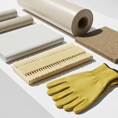 Close-up of eco-friendly waterproofing materials and tools