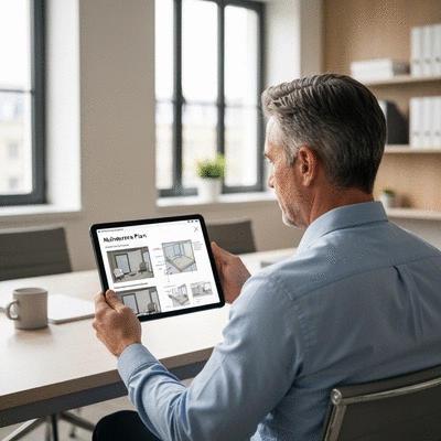 Property manager reviewing maintenance plan for balcony repairs, emphasizing long-term success